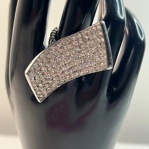 Artsy Bling Curl Ring | Clear Rhinestones